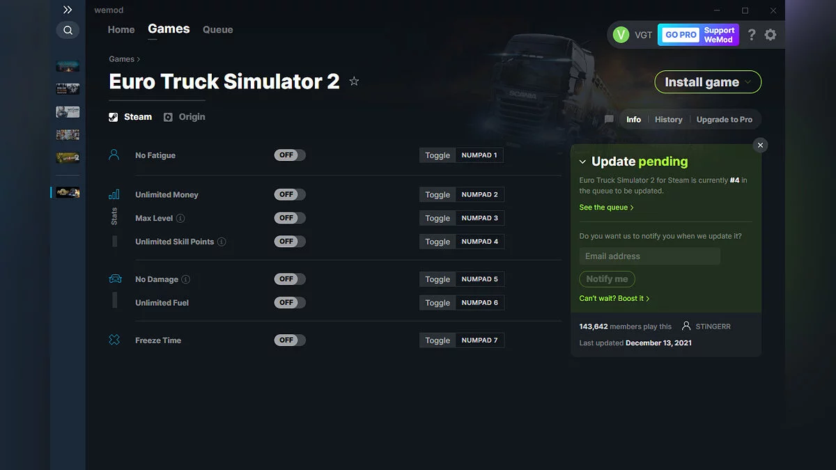 Euro Truck Simulator 2 — Entrenador (+7) del 13/12/2021 [WeMod]