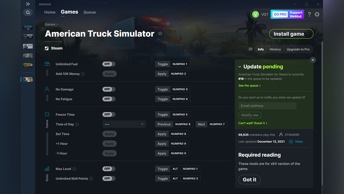 American Truck Simulator — Trainer (+11) from 12/13/2021 [WeMod]