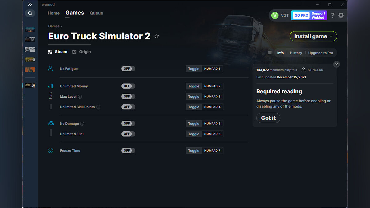 Euro Truck Simulator 2 — Trainer (+7) from 12/15/2021 [WeMod]