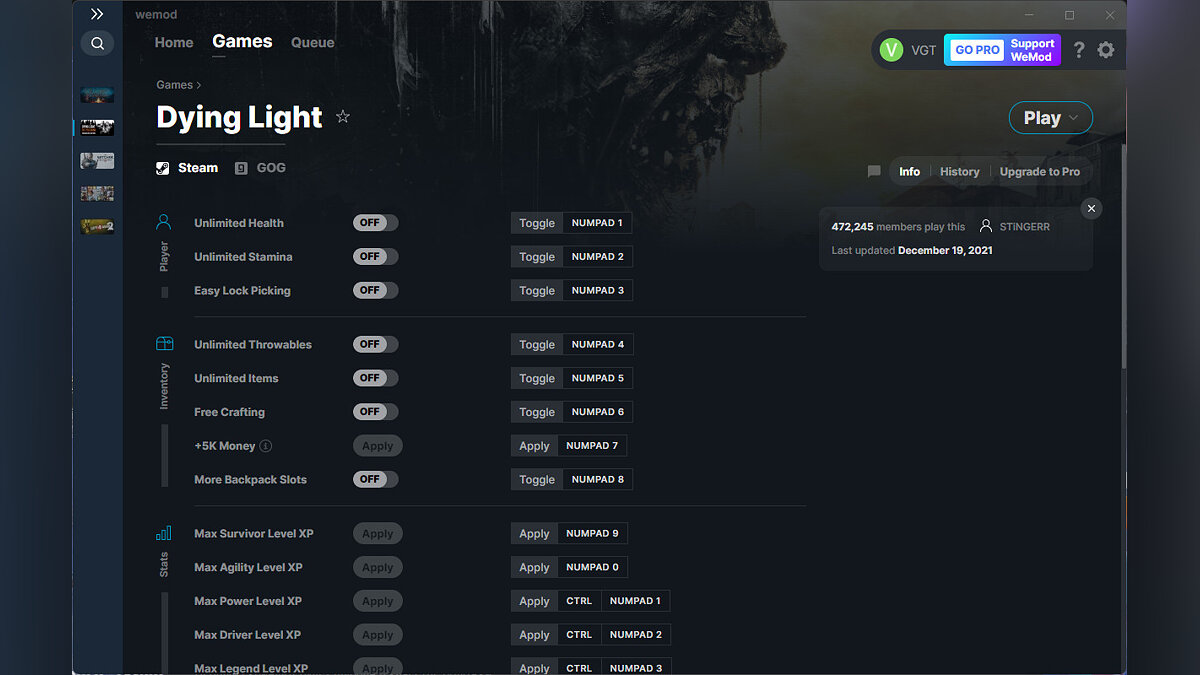 Dying Light — Trainer (+34) from 12/19/2021 [WeMod]