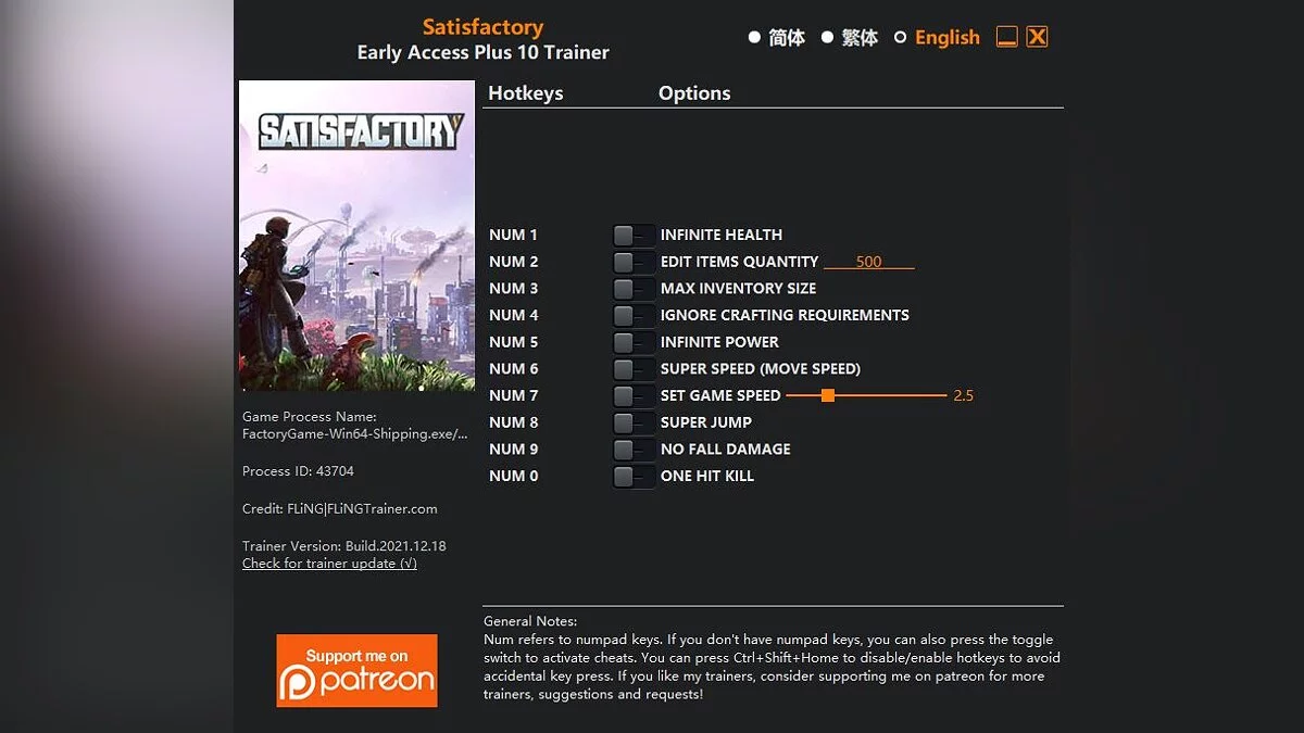 Satisfactory — Trainer (+10) [EA: 12/18/2021]