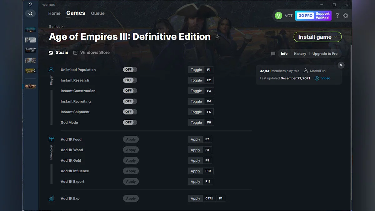 Age Of Empires 3: Definitive Edition — Trainer (+12) from 12/21/2021 [WeMod]