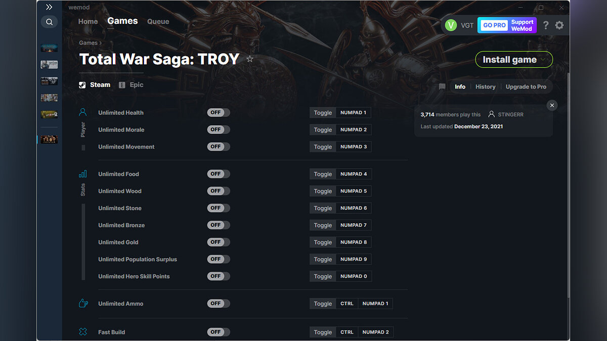 Total War Saga: Troy — Trainer (+13) from 12/23/2021 [WeMod]