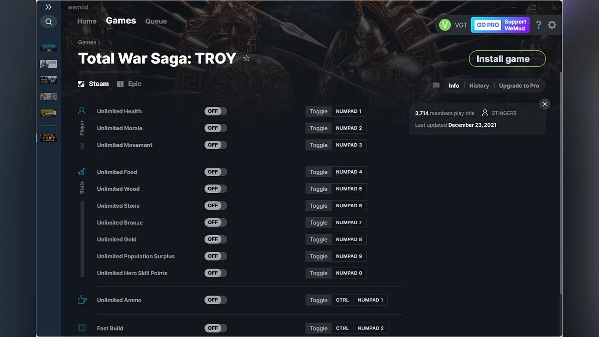 Total War Saga: Troy — Entrenador (+13) del 23/12/2021 [WeMod]