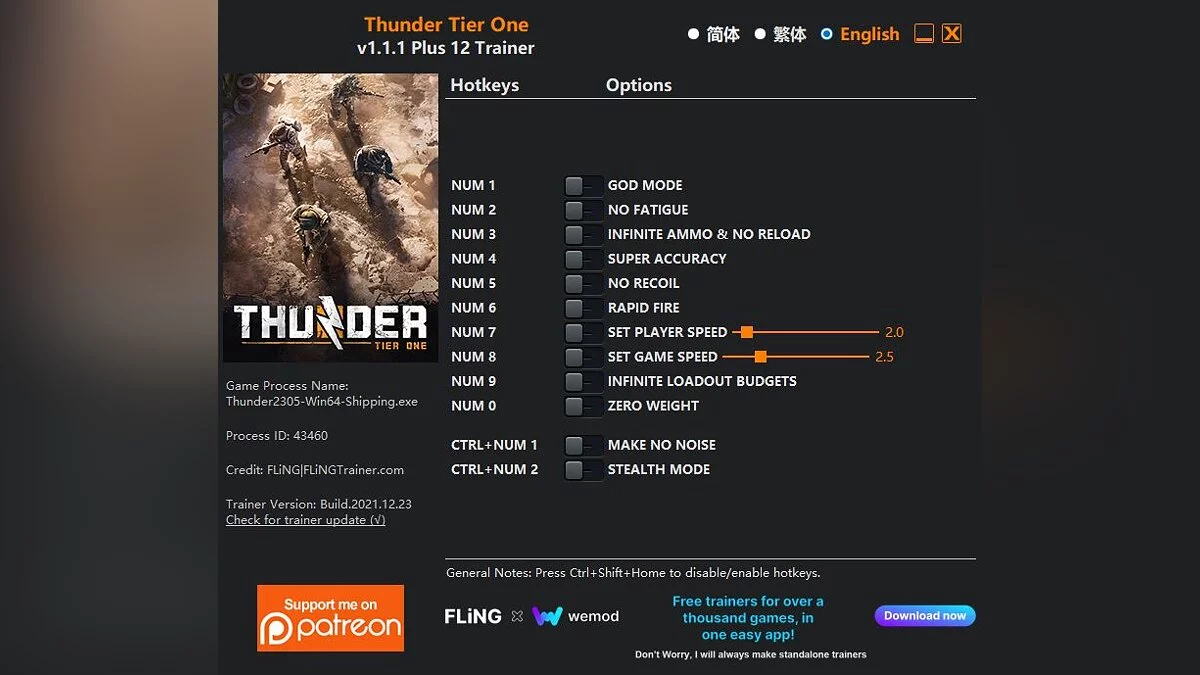 Thunder Tier One — Трейнер (+12) [1.1.1]