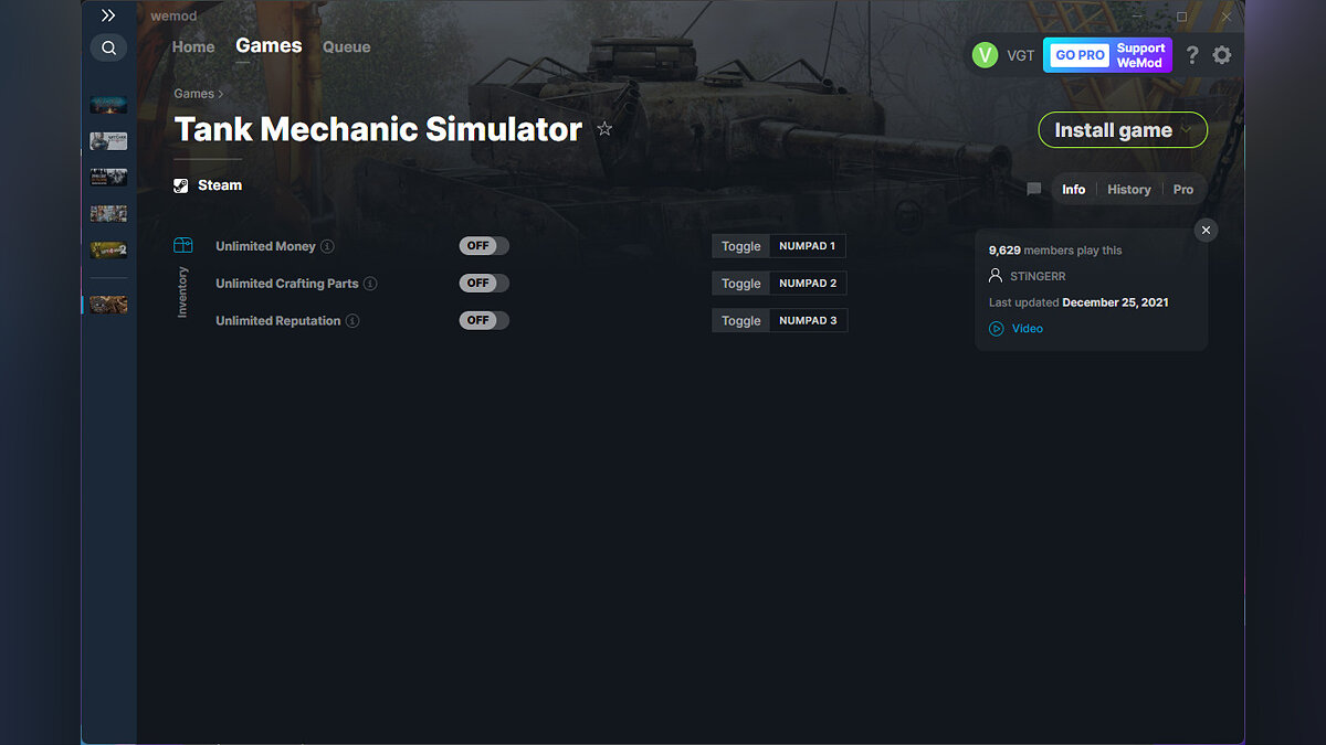 Tank Mechanic Simulator — Trainer (+3) from 12/25/2021 [WeMod]