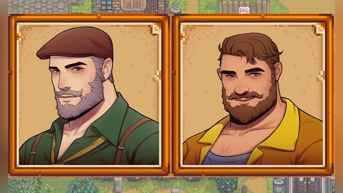 Stardew Valley — Retratos en alta resolución de Lewis y Gus.