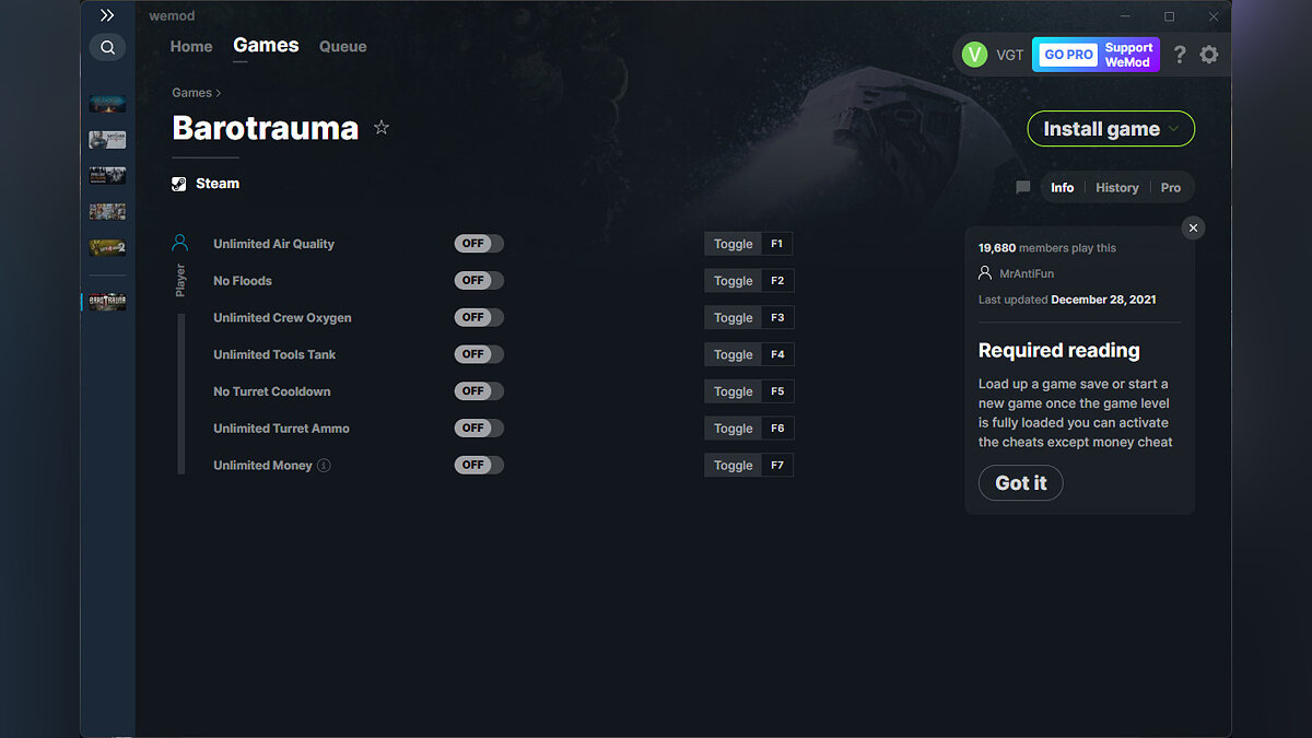 Barotrauma — Trainer (+7) from 12/28/2021 [WeMod]