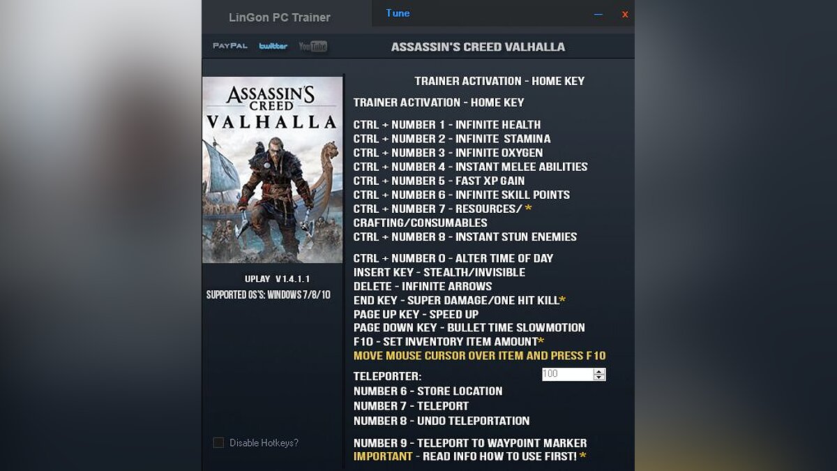 Assassin&#039;s Creed Valhalla — Trainer (+19) [1.4.1.1/UPLAY]