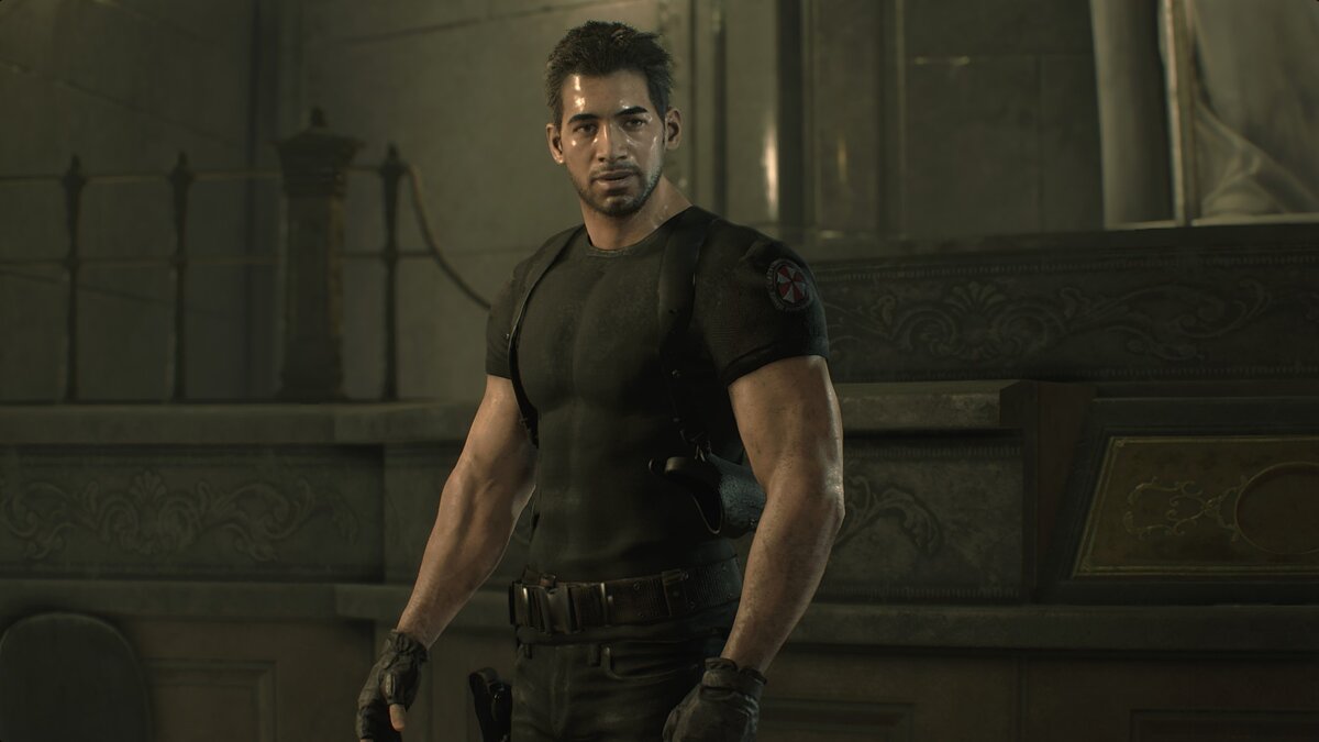 Resident Evil 2 — Leon in Carlos' T-shirt and jeans