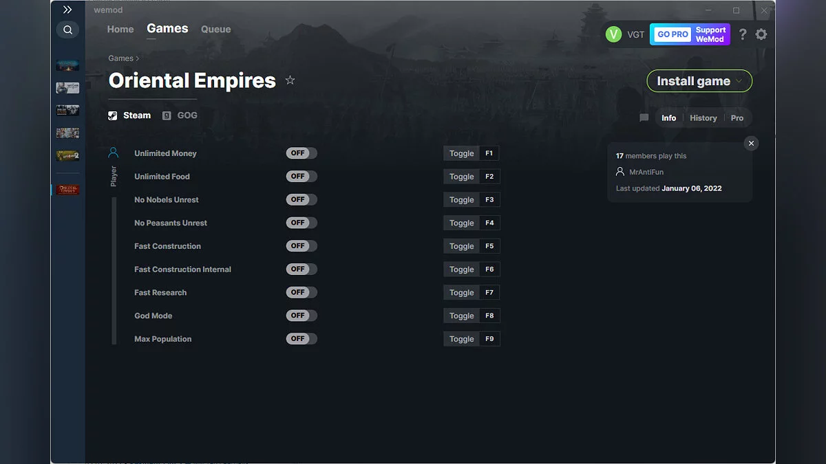 Oriental Empires — Трейнер (+9) від 06.01.2022 [WeMod]