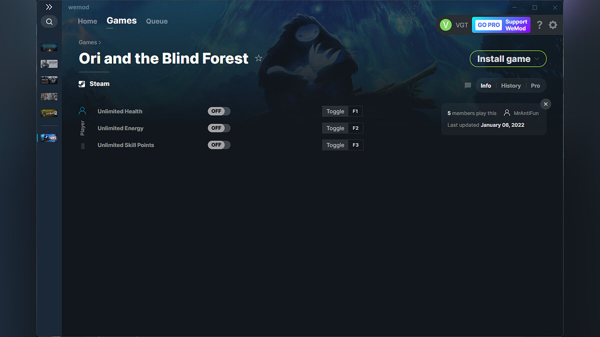 Ori and the Blind Forest — Trainer (+3) from 01/06/2022 [WeMod]