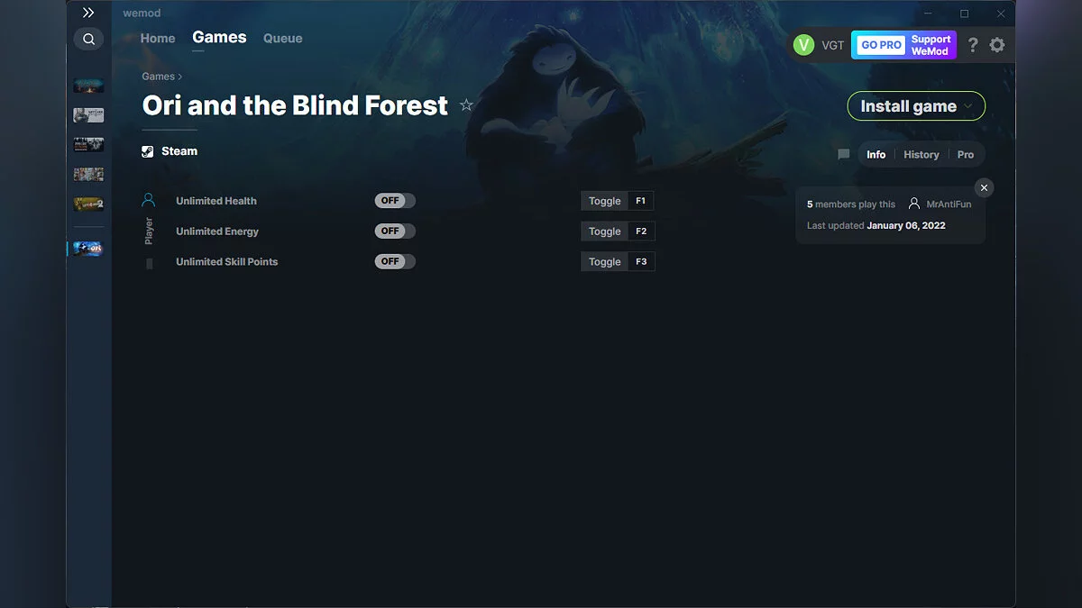 Ori and the Blind Forest — Трейнер (+3) від 06.01.2022 [WeMod]