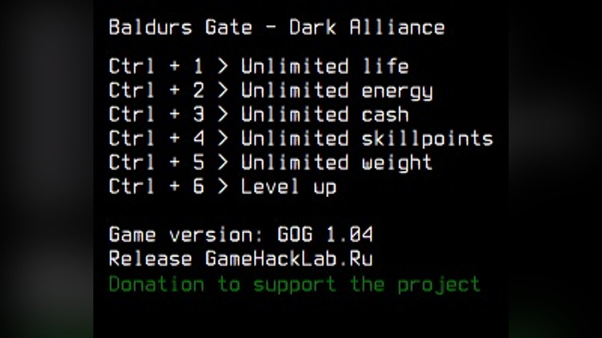 Baldur&#039;s Gate: Dark Alliance — Trainer (+6) [v1.04 GOG]