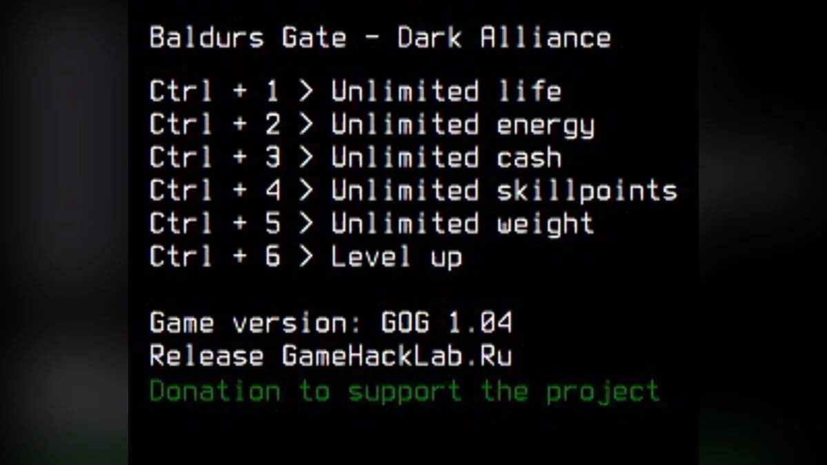 Baldur&#039;s Gate: Dark Alliance — Entrenador (+6) [v1.04 GOG]