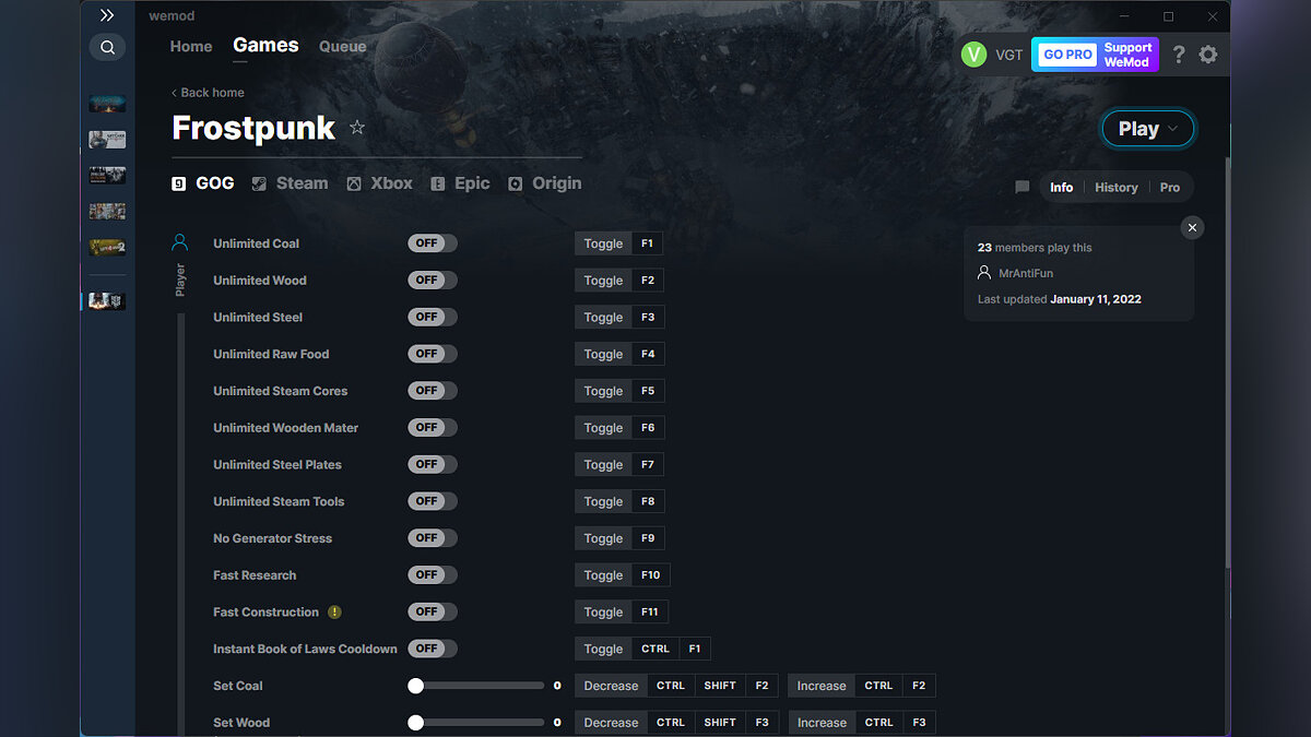 Frostpunk — Trainer (+20) from 01/11/2022 [WeMod]