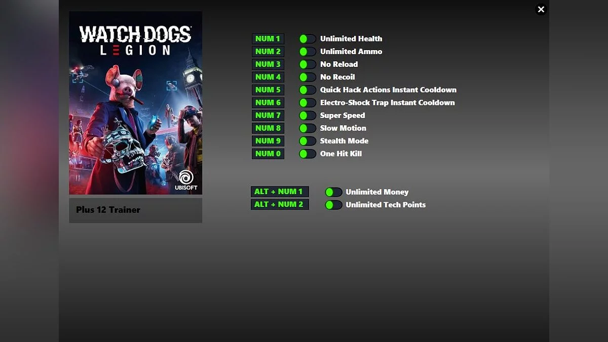 Watch Dogs Legion — Trainer (+12) from 01/13/2022