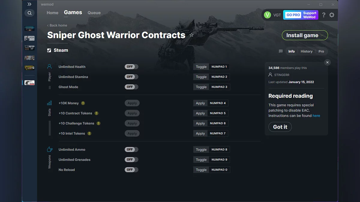 Sniper Ghost Warrior Contracts — Entrenador (+10) del 15/01/2022 [WeMod]