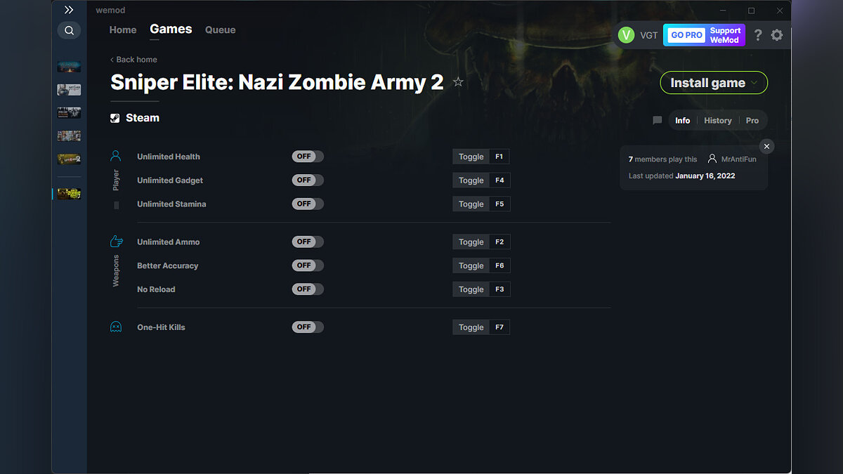 Sniper Elite: Nazi Zombie Army 2 — Trainer (+7) from 01/16/2022 [WeMod]