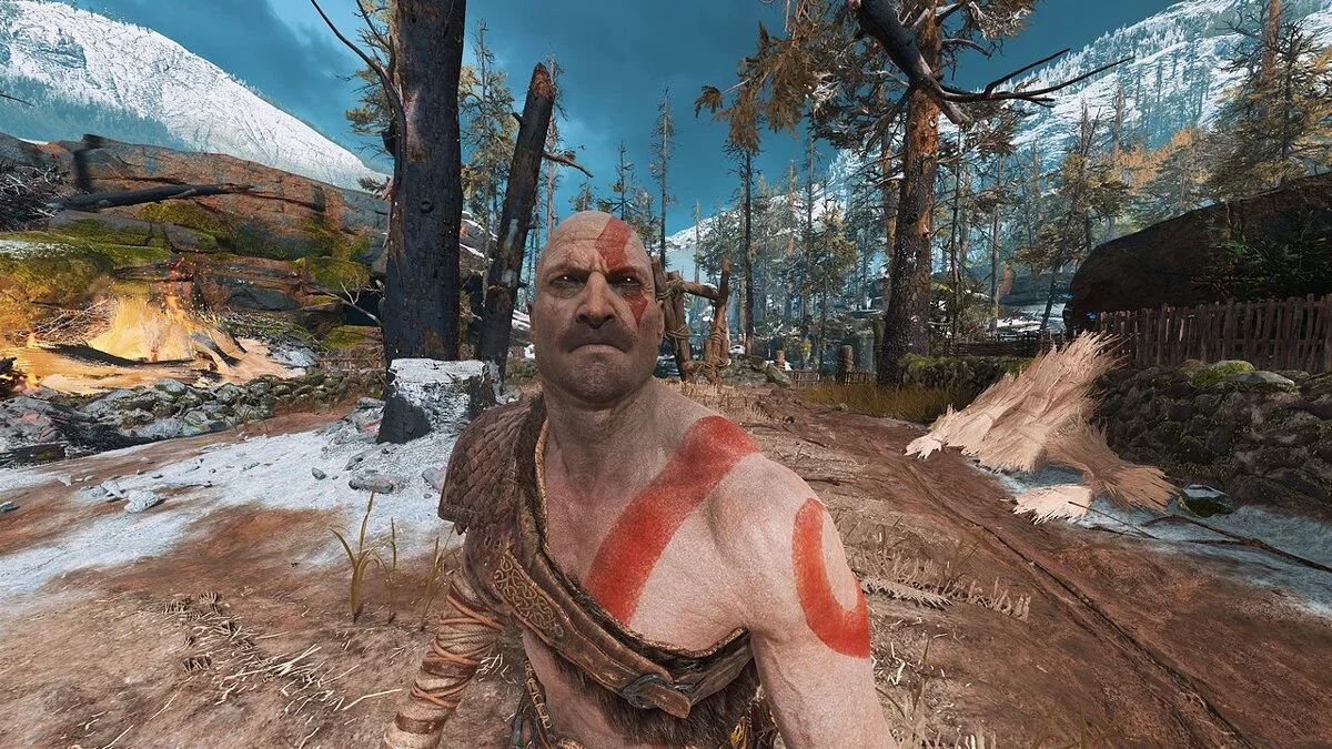 God of War — Kratos sin cejas ni barba