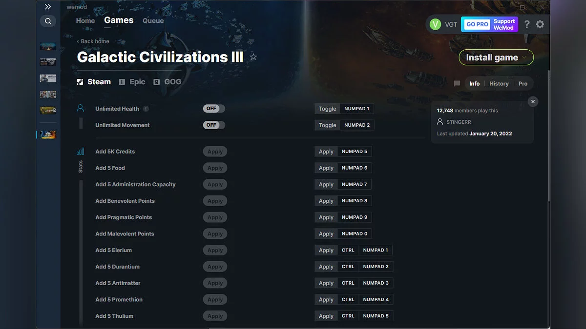 Galactic Civilizations 3 — Trainer (+30) from 01/20/2022 [WeMod]