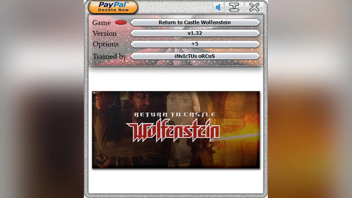 Return to Castle Wolfenstein — Trainer (+5) [1.32]