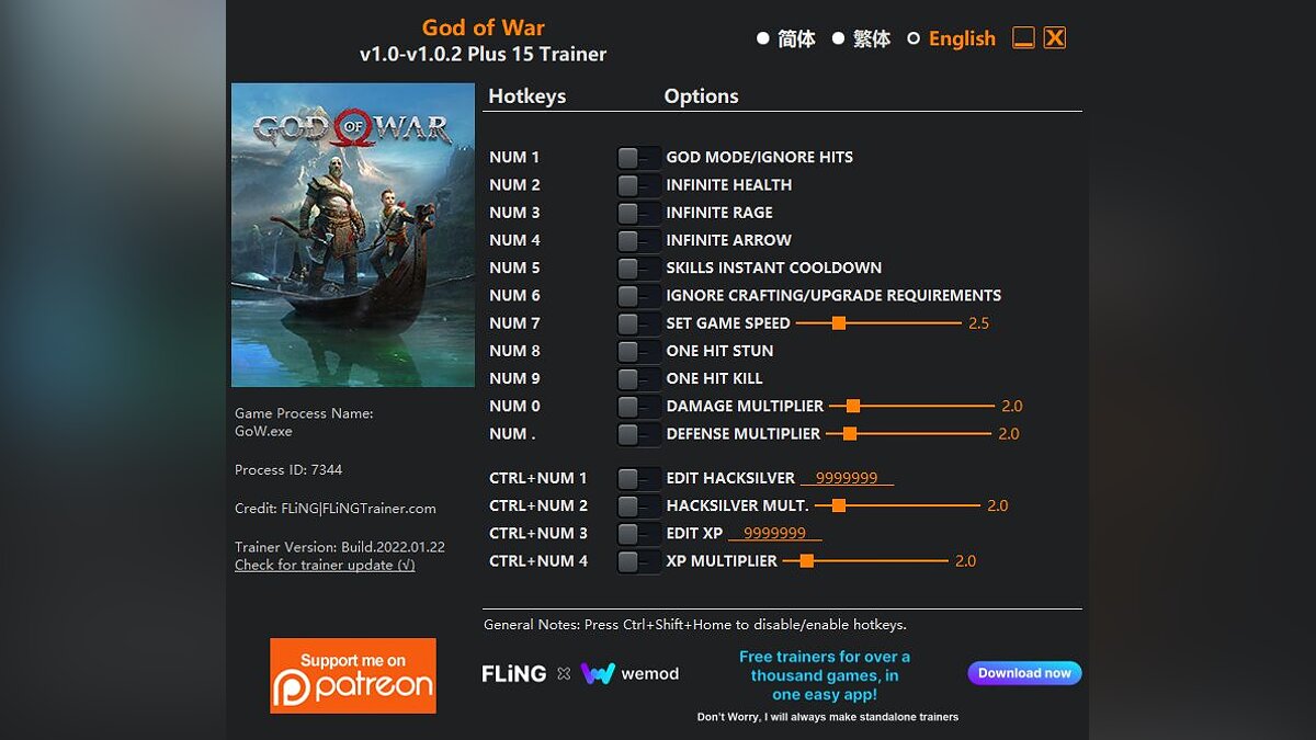 God of War — Trainer (+15) [1.0 - 1.0.2]