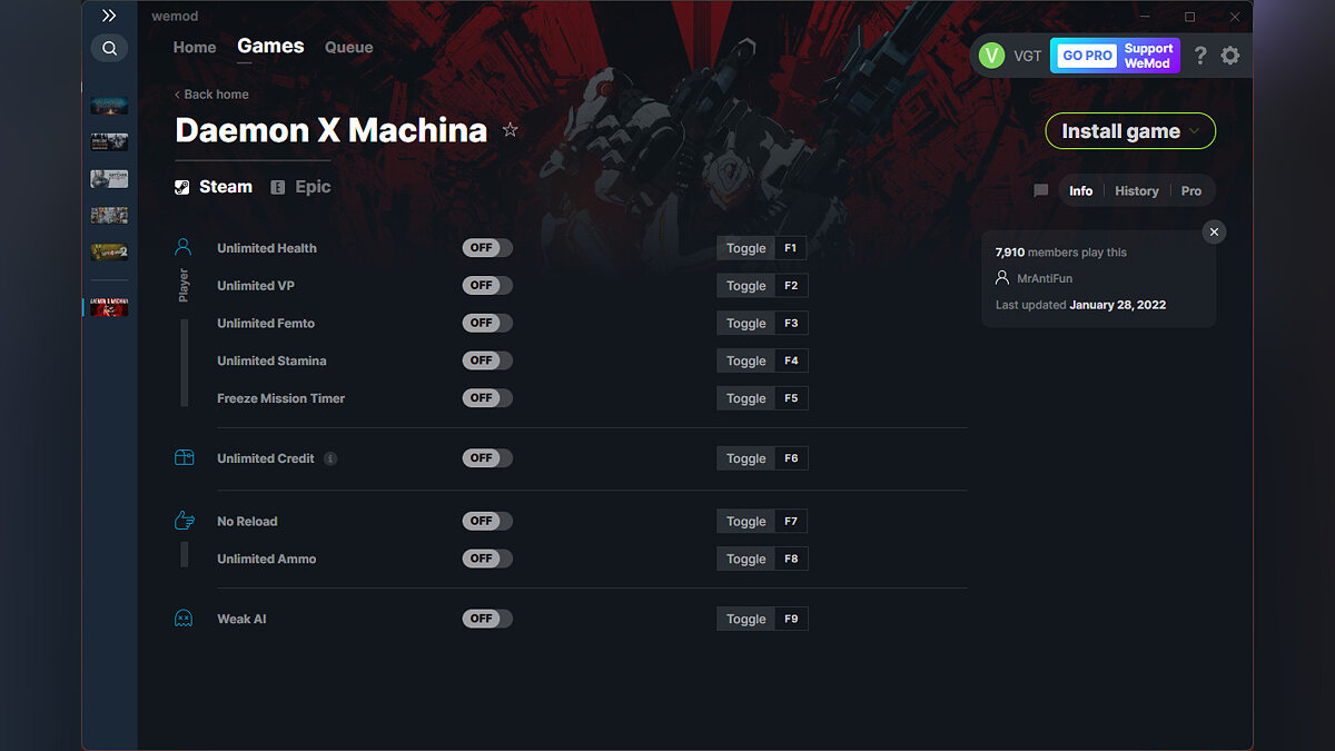 Daemon X Machina — Trainer (+9) from 01/28/2022 [WeMod]