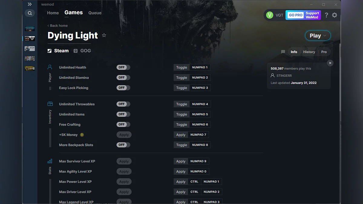 Dying Light — Trainer (+34) from 01/31/2022 [WeMod]