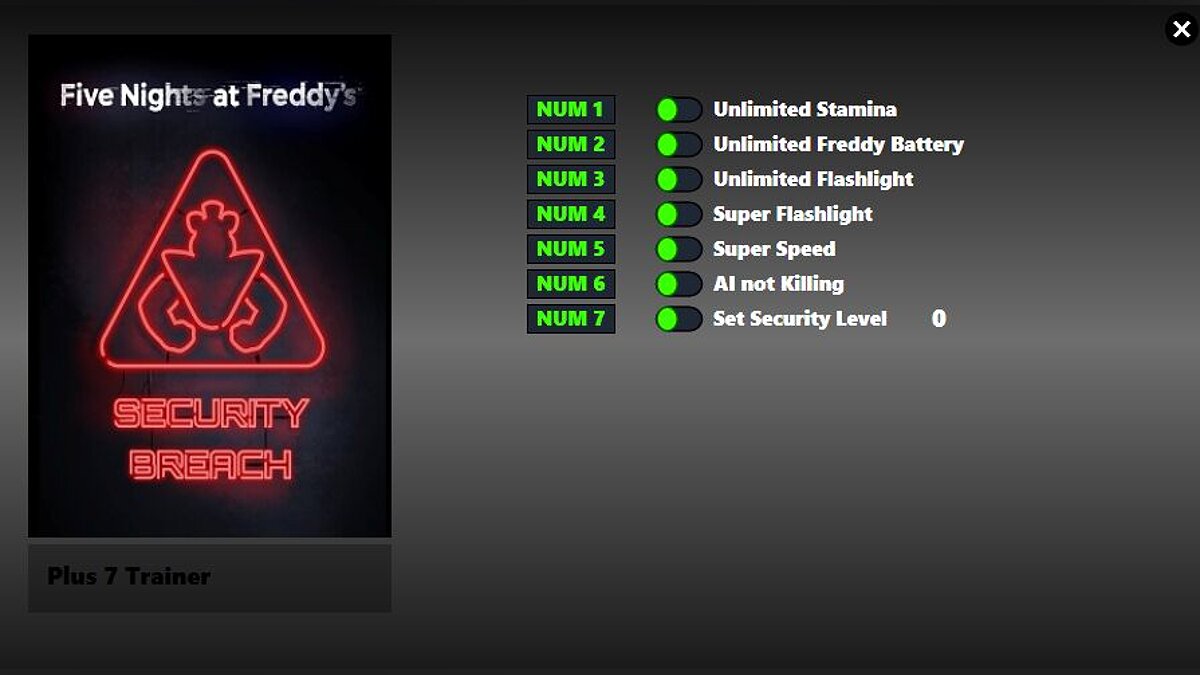 Five Nights at Freddy&#039;s: Security Breach — Trainer (+7) from 01/31/2022 [Fix]