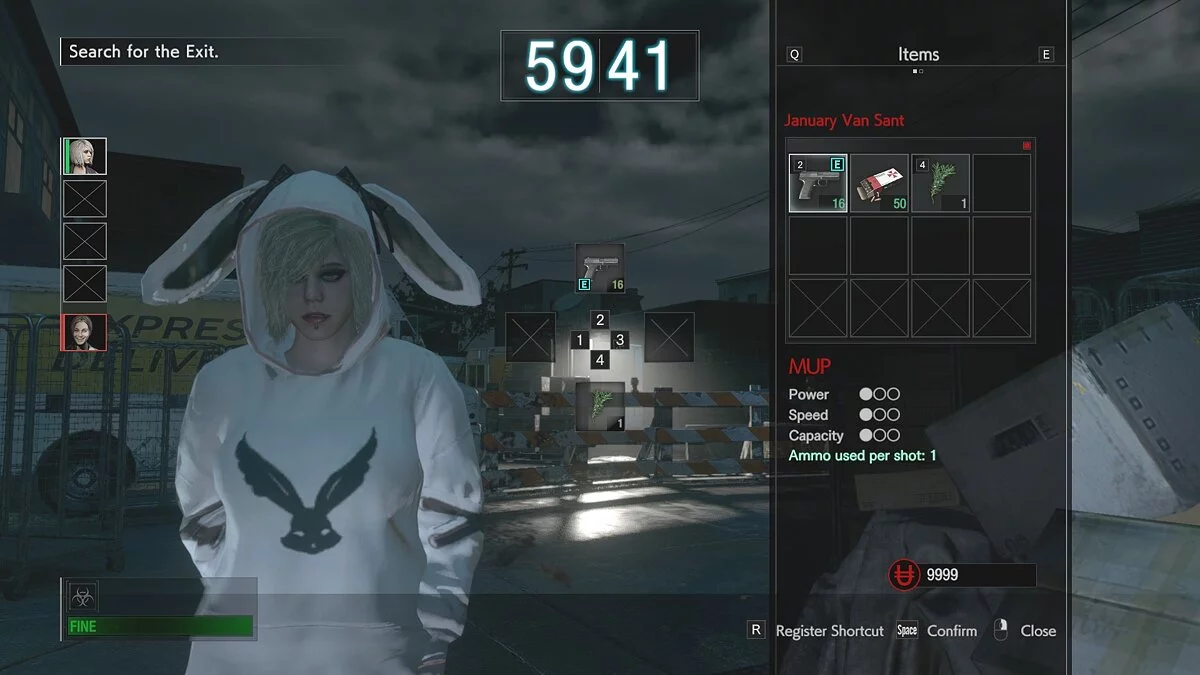 Resident Evil: Resistance — Jen wearing a bunny sweatshirt