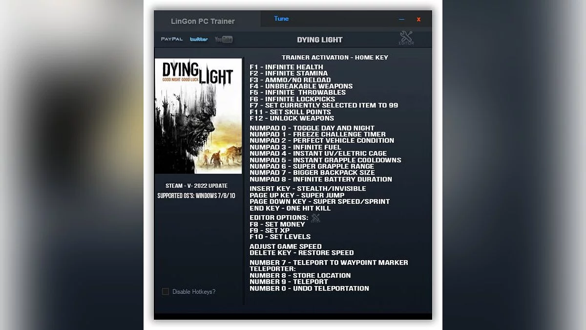 Dying Light — Trainer (+30/+35) [UPD: 02/01/2022 - 1.15.0]