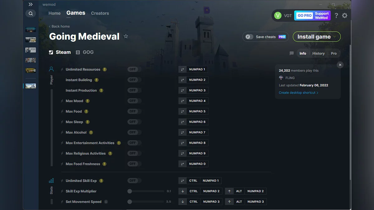 Going Medieval — Entrenador (+13) del 06/02/2022 [WeMod]