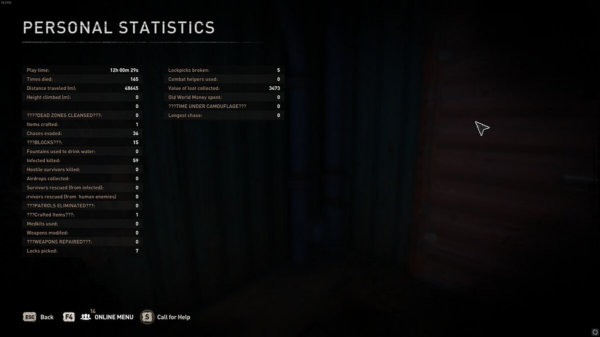 Dying Light 2 Stay Human — Personal statistics unlocked