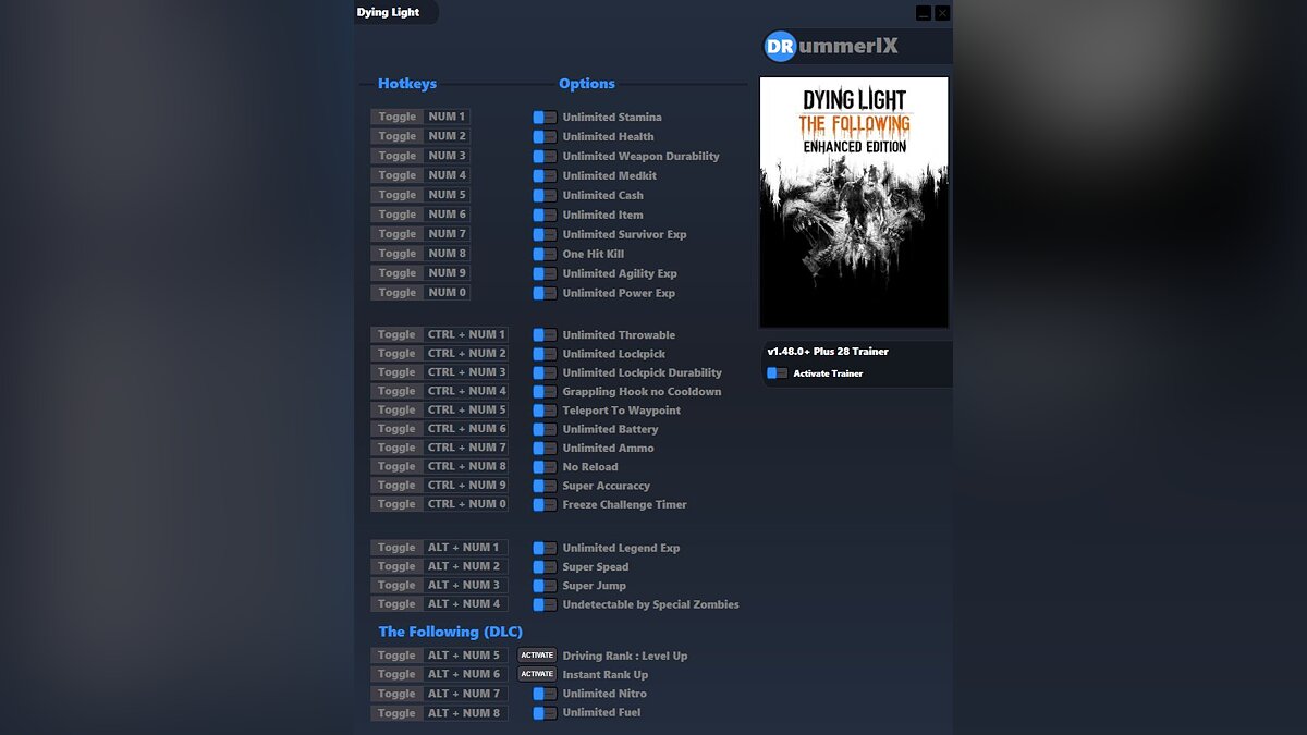 Dying Light: The Following — Trainer (+28) [v1.48.0+]