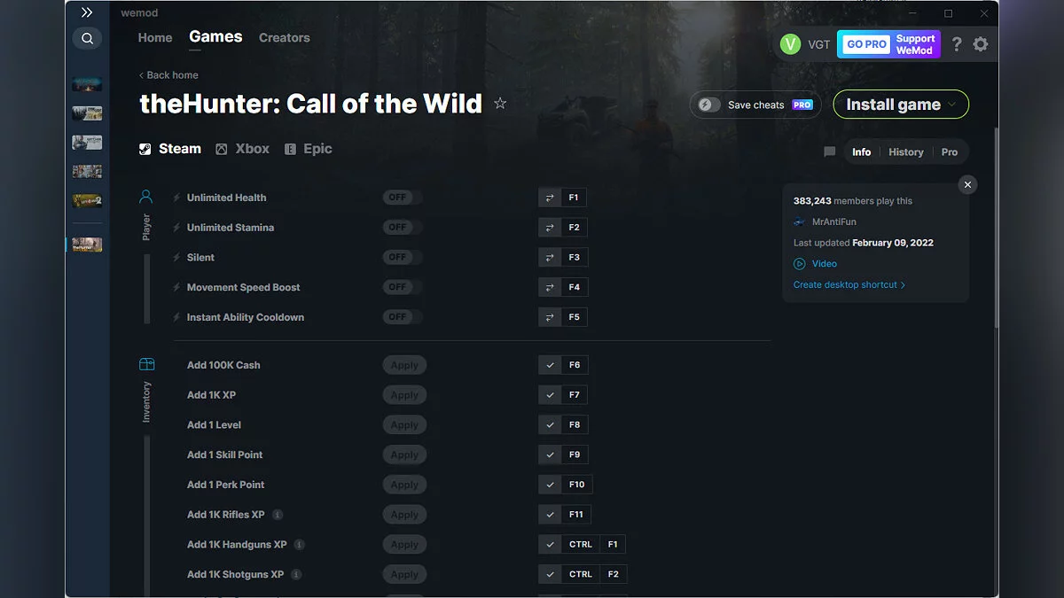 theHunter: Call of the Wild — Trainer (+34) from 02/09/2022 [WeMod]