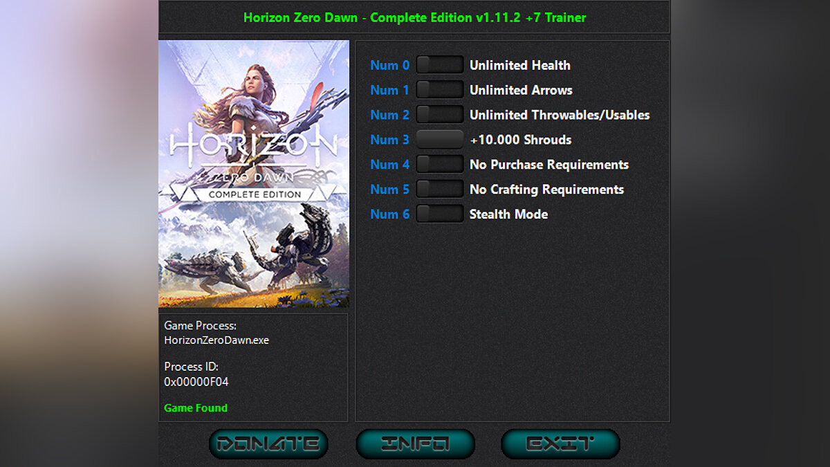 Horizon Zero Dawn Complete Edition — Trainer (+7) [1.10 - 1.12]