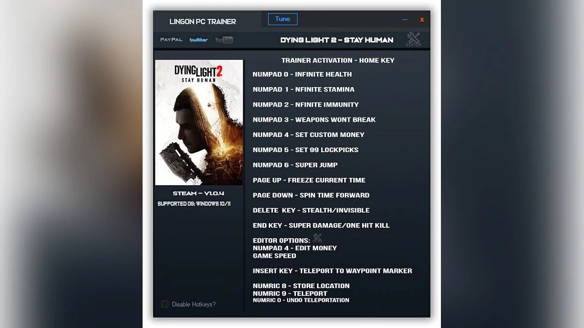 Dying Light 2 Stay Human — Entrenador (+14/+16) [1.0.3 -1.0.4]