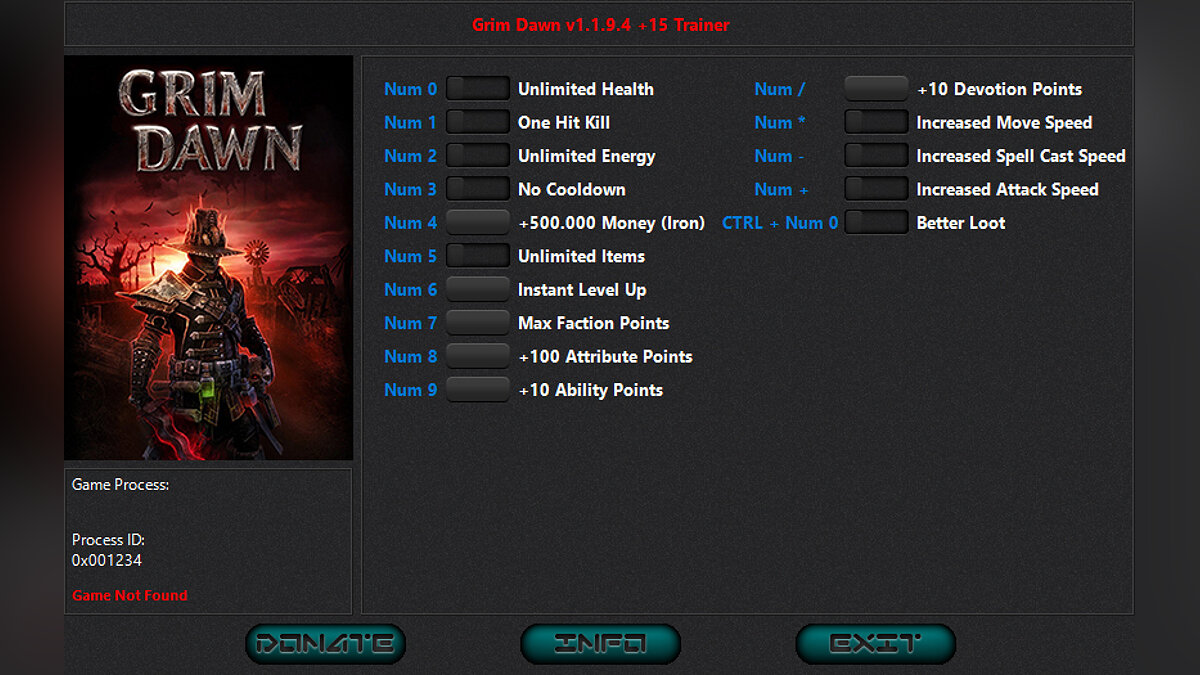 Grim Dawn — Trainer (+15) [1.0.6.1 - 1.1.92 / 1.1.9.4]