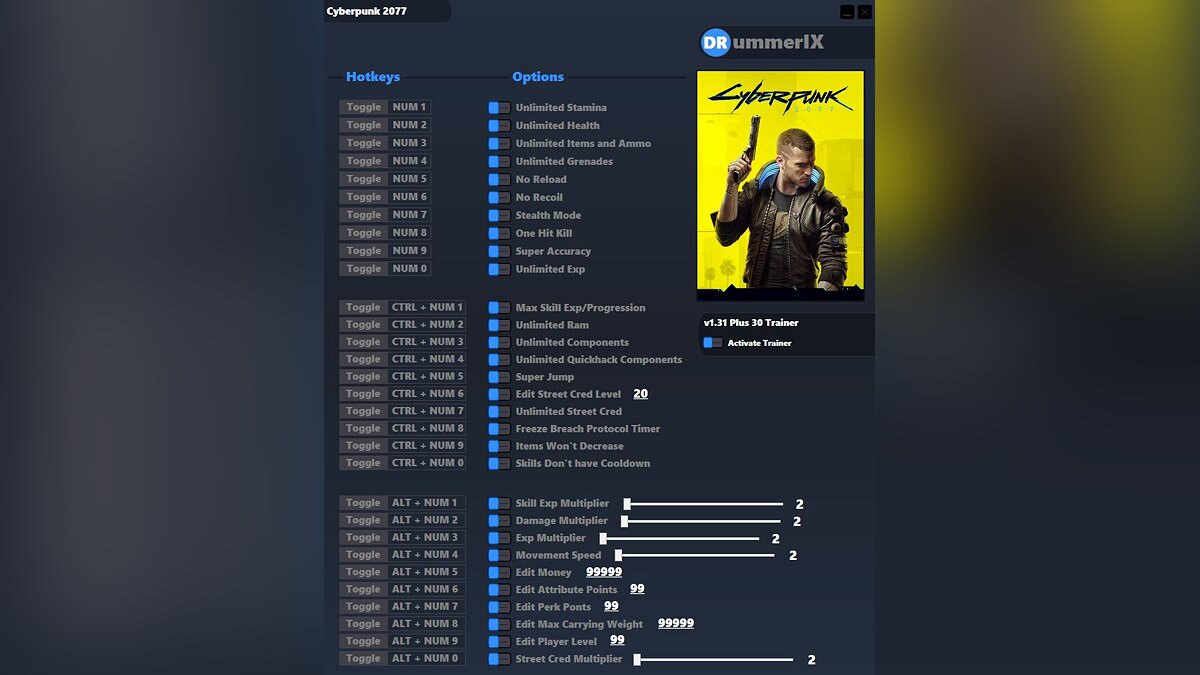 Cyberpunk 2077 — Trainer (+30) [Game Version: v1.31+][Fix]