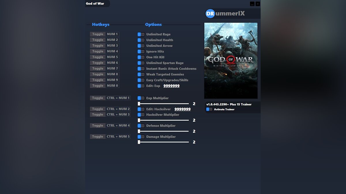 God of War — Trainer (+15) [Game Version: v1.0.445.2290+]