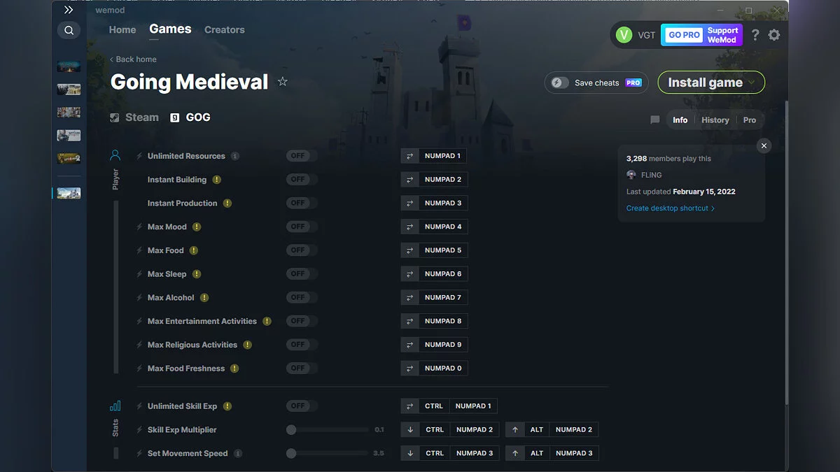 Going Medieval — Entrenador (+13) del 15/02/2022 [WeMod]