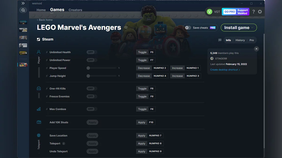 LEGO Marvel&#039;s Avengers — Trainer (+11) from 02/15/2022 [WeMod]