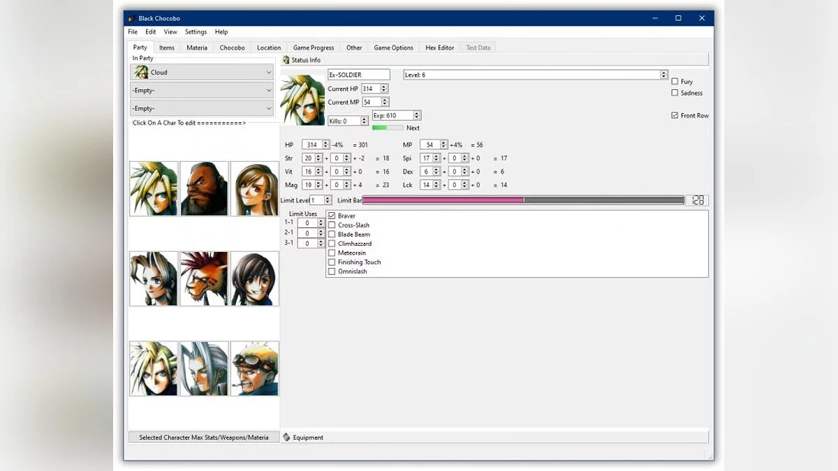 Final Fantasy VII — Save Editor (Black Chocobo) [1.10.5]