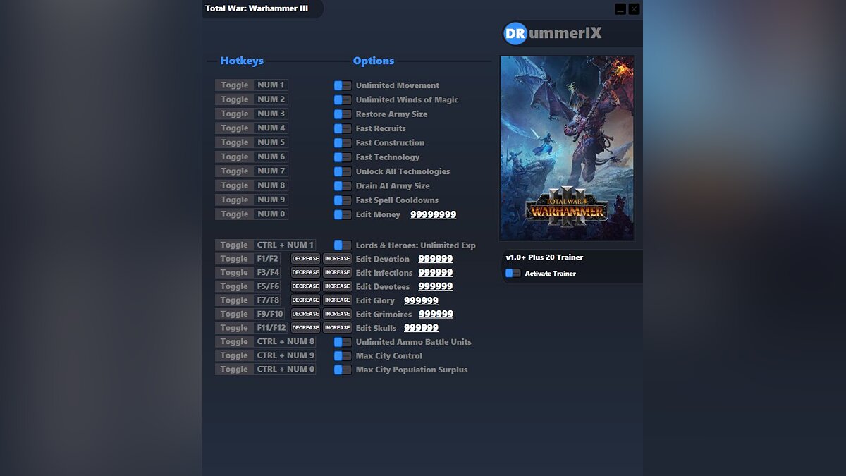 Total War: Warhammer 3 — Trainer (+20) [Game Version: v1.0+]