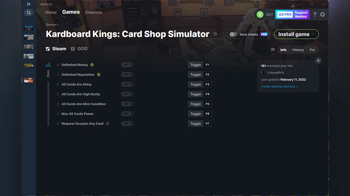 Kardboard Kings: Card Shop Simulator — Trainer (+7) from 02/11/2022 [WeMod]