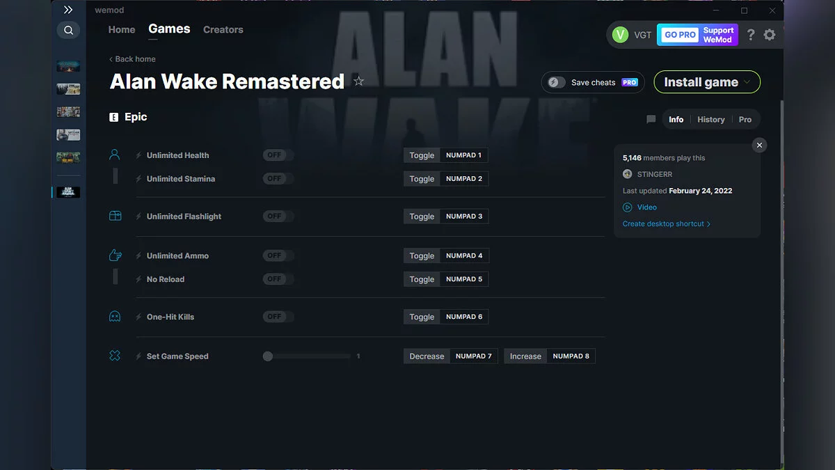 Alan Wake Remastered — Entrenador (+7) del 24/02/2022 [WeMod]