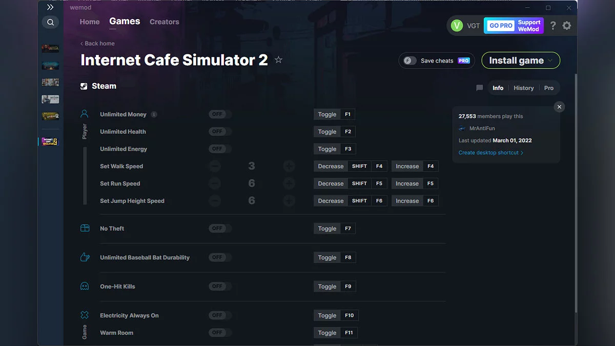 Internet Cafe Simulator 2 — Trener (+12) od 01.03.2022 [WeMod]