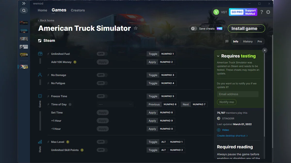 American Truck Simulator — Entrenador (+11) del 01/03/2022 [WeMod]