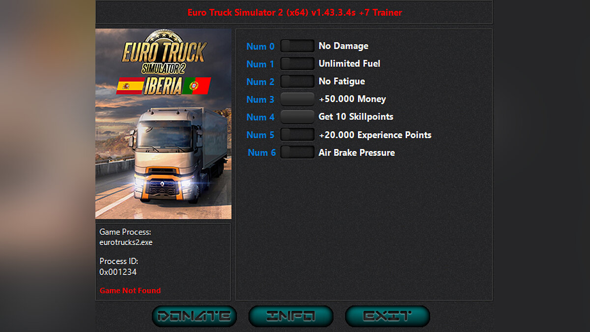 Euro Truck Simulator 2 — Trainer (+7) [1.43.3.21]